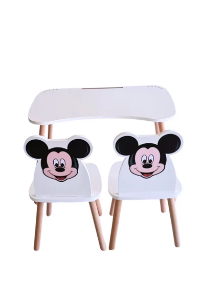 Çocuk Aktivite 1 Masa 2 Sandalye Takımı 4-12 Yaş mickey mouse (LİVA AHŞAP) - 5