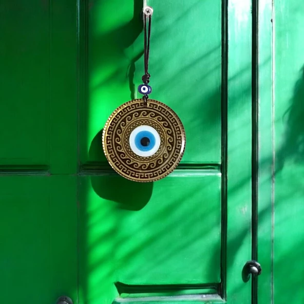 Altın varaklı  Nazar boncuklu Füzyon cam El İşçiliği 12x12 cm Duvar Süsü Nazarlık Hediyelik Eşya - Resim 5