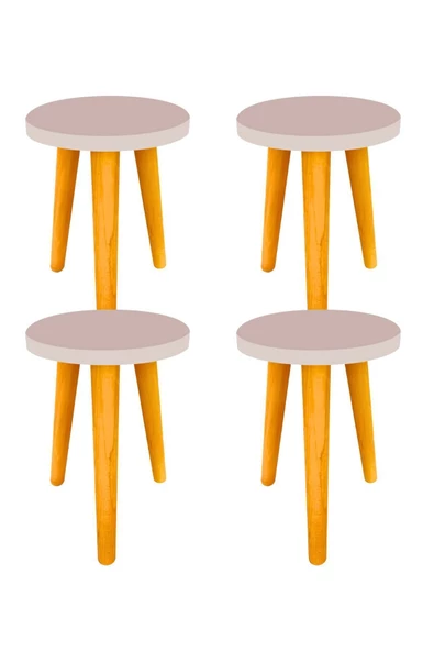 LİVA AHŞAP Saksı Taburesi 4 Adet (sarı)