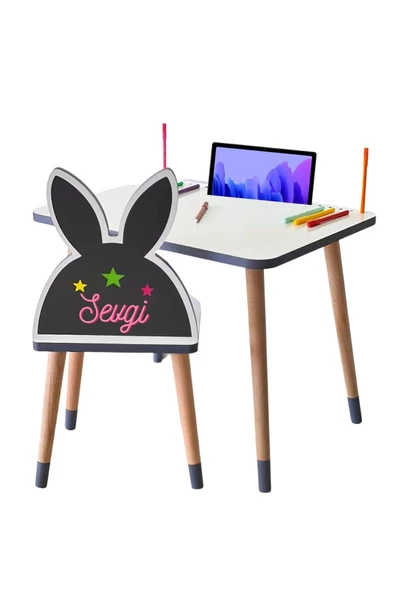 Çocuk Ders Çalışma Masa Sandalye Takımı 2-6 Yaş ( LİVA AHŞAP ) - 3