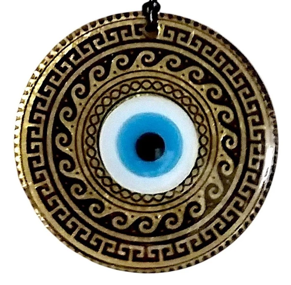 Altın varaklı  Nazar boncuklu Füzyon cam El İşçiliği 12x12 cm Duvar Süsü Nazarlık Hediyelik Eşya ürün görseli