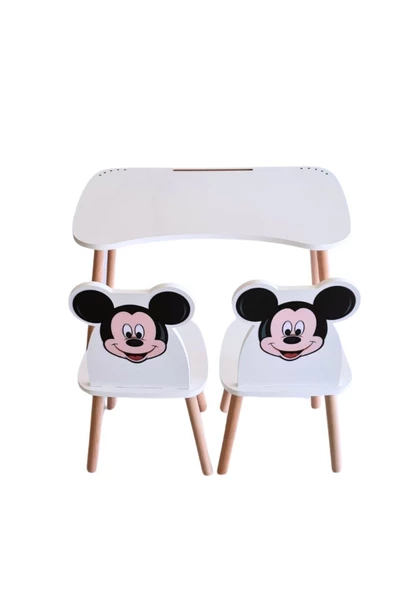 Çocuk Aktivite 1 Masa 2 Sandalye Takımı 4-12 Yaş mickey mouse (LİVA AHŞAP) - 4