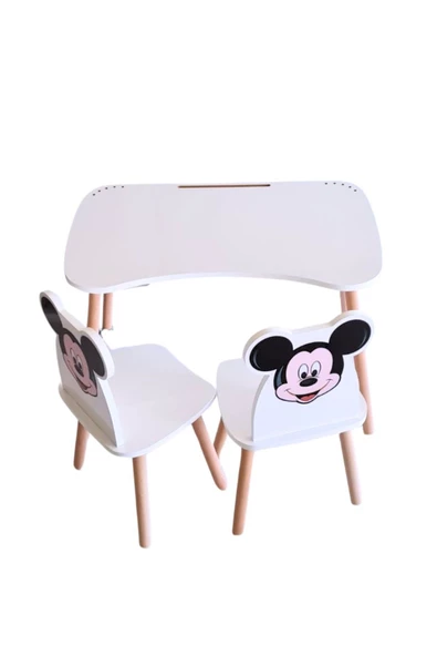Çocuk Aktivite 1 Masa 2 Sandalye Takımı 4-12 Yaş mickey mouse (LİVA AHŞAP) - 7