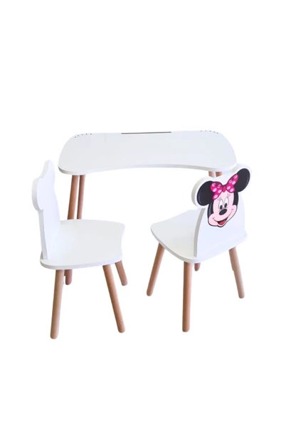 Çocuk Aktivite 1 Masa 2 Sandalye Takımı 4-12 Yaş Minnie Mouse ( liva ahşap ) - 4