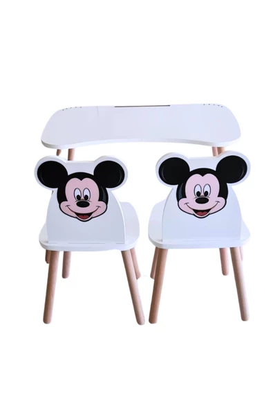 Çocuk Aktivite 1 Masa 2 Sandalye Takımı 4-12 Yaş mickey mouse (LİVA AHŞAP) - 2