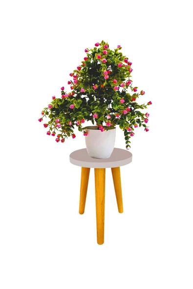 LİVA AHŞAP Saksı Taburesi 4 Adet (sarı) - 4