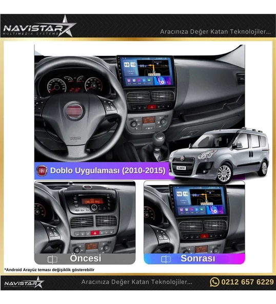 For-x Fiat Doblo D3-2010-2015-9''HD ANDROİD 2GB RAM-32GB-WİFİ Kablosuz Carplay-Fm-Mp3-Mp4-Hd Kameralı Multimedya-Teknik Destekli