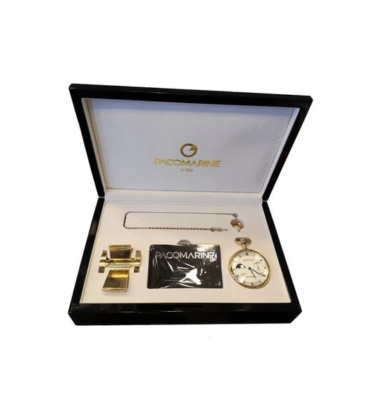 Pacomarine Pm.pockhet.g1 Pacomarine Nostaljik Zincirli Orjinal Kutusunda Köstekli Cep Saati Özel Tasarım - Resim 2