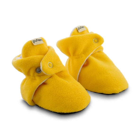 pufien Organik Pamuk Astarlı, Bebek İlk Adım Ayakkabısı, Kaydırmaz Taban, Bebek Pandufu, Sarı Patik - 2