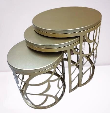 Zigon Sehpa MODEL 90518 Metal Ayak Osmanlı CNC Kesim Gold Rrenk El Yapım - 9