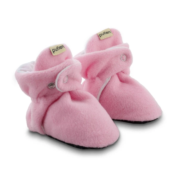 pufien Organik Pamuk Astarlı, Bebek İlk Adım Ayakkabısı, Kaydırmaz Taban, Bebek Pandufu, Pembe Patik - 2