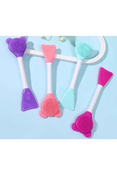 TİNEKE  3 In 1 Ayıcık Silikon Maske Sürme Peeling Ve Temizleme Firçası Silikon Maske Spatulası 1 ADET - 2