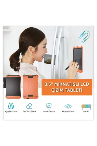 wicue 8,5" Mıknatıslı LCD Dijital Renkli Çizim Tablet - Turuncu - 4