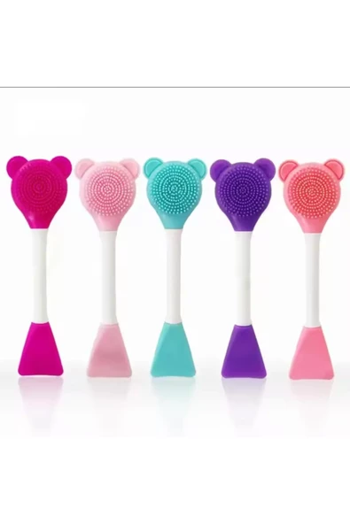 TİNEKE  3 In 1 Ayıcık Silikon Maske Sürme Peeling Ve Temizleme Firçası Silikon Maske Spatulası 1 ADET - 3