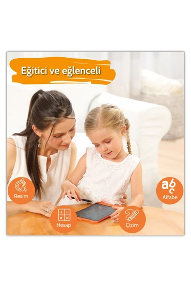 wicue 8,5" Mıknatıslı LCD Dijital Renkli Çizim Tablet - Turuncu - 3