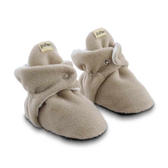 pufien Organik Pamuk Astarlı, Bebek İlk Adım Ayakkabısı, Kaydırmaz Taban, Bebek Pandufu, Bej Patik - 2
