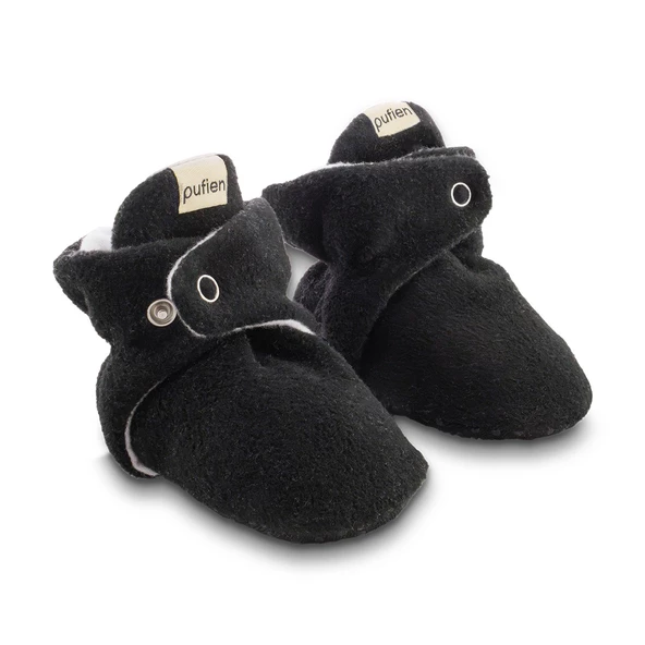 pufien Organik Pamuk Astarlı, Bebek İlk Adım Ayakkabısı, Kaydırmaz Taban, Bebek Pandufu, Siyah Patik - 2