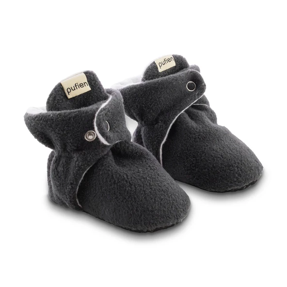 pufien Organik Pamuk Astarlı, Bebek İlk Adım Ayakkabısı, Kaydırmaz Taban, Bebek Pandufu, Antrasit Patik - 2
