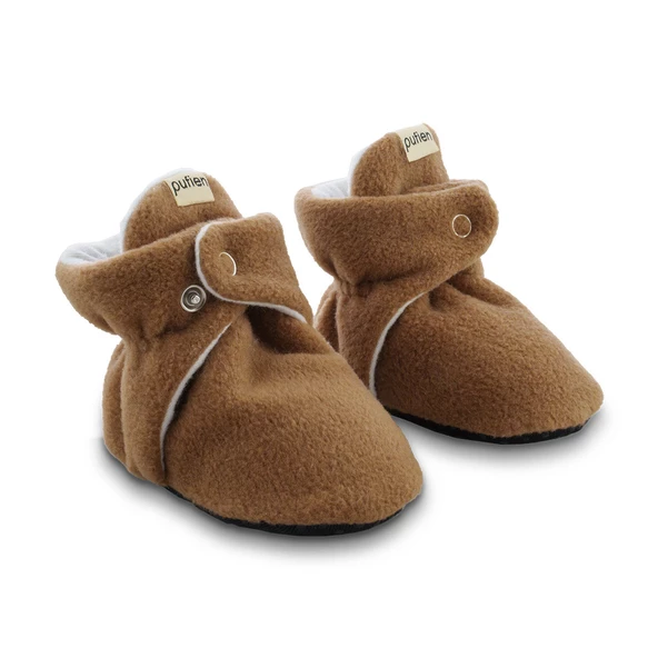 pufien Organik Pamuk Astarlı, Bebek İlk Adım Ayakkabısı, Kaydırmaz Taban, Bebek Pandufu, Kahverengi Patik - 2