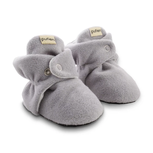 pufien Organik Pamuk Astarlı, Bebek İlk Adım Ayakkabısı, Kaydırmaz Taban, Bebek Pandufu, Gri Patik - 2