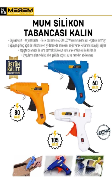 Meşem Mum Silikon Tabancası 60 W Kalın Silikon Meşem600 - Resim 2