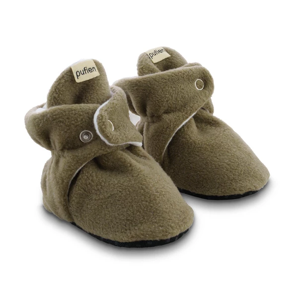 pufien Organik Pamuk Astarlı, Bebek İlk Adım Ayakkabısı, Kaydırmaz Taban, Bebek Pandufu, Haki Yeşil Patik - 2