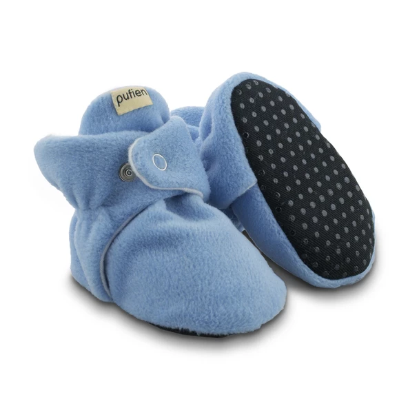 pufien Organik Pamuk Astarlı, Bebek İlk Adım Ayakkabısı, Kaydırmaz Taban, Bebek Pandufu, Mavi Patik