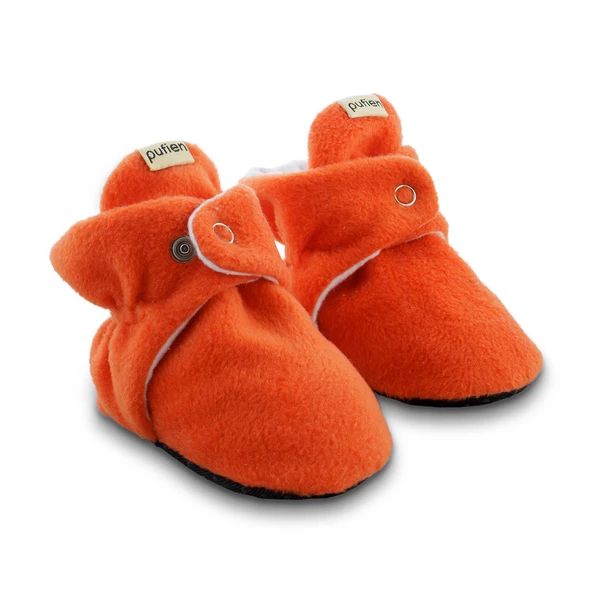 pufien Organik Pamuk Astarlı, Bebek İlk Adım Ayakkabısı, Kaydırmaz Taban, Bebek Pandufu, Turuncu Patik - 2