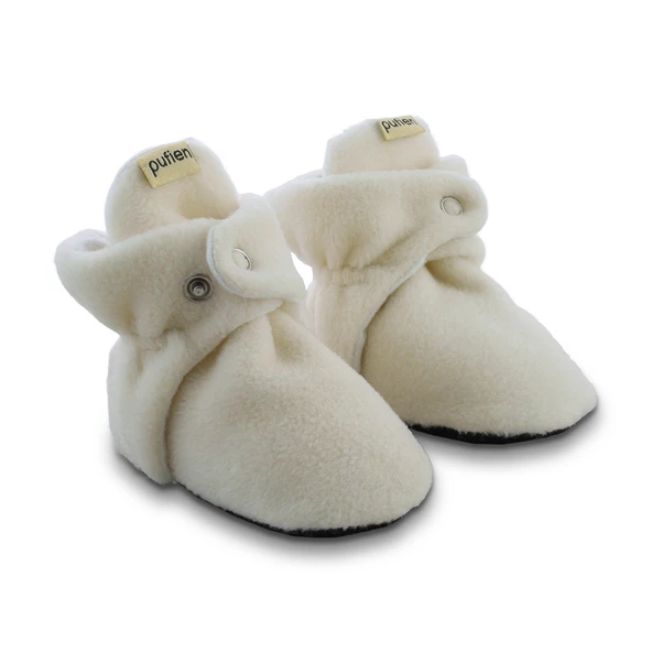 pufien Organik Pamuk Astarlı, Bebek İlk Adım Ayakkabısı, Kaydırmaz Taban, Bebek Pandufu, Beyaz Patik - 2