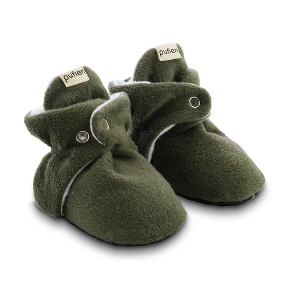 pufien Organik Pamuk Astarlı, Bebek İlk Adım Ayakkabısı, Kaydırmaz Taban, Koyu Yeşil Patik - 2