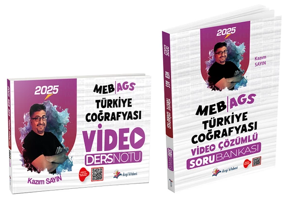 Dizgi Kitap 2025 MEB-AGS Türkiye Coğrafyası Video Ders Notu + Soru Bankası 2 li Set - Kazım Sayın