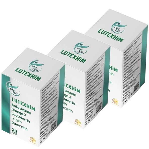 Lutexhim Lactoferrin, Antosiyanin, Omega 3, Quersetin, Lutein, Zeaksantin 30 Soft jel - 3'lü ürün görseli