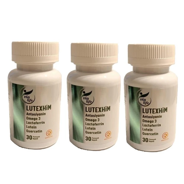 Lutexhim Lactoferrin, Antosiyanin, Omega 3, Quersetin, Lutein, Zeaksantin 30 Soft jel - 3'lü - Resim 2