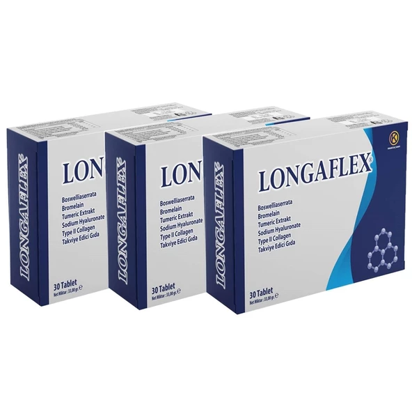 Longaflex Tip 2 Kolajen, Hyalüronik Asit, Bromelain, Bozwellia 30 Tablet - 3'lü - Resim 3