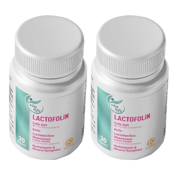 Lactofolin Folik Asit, Kolin, Probiyotik, Multivitamin 30 Kapsül - 2'li - 3