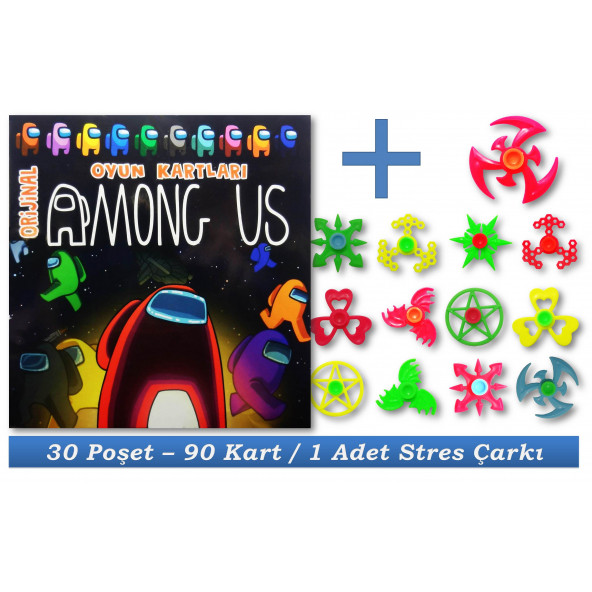 Among US Oyun Kartı 30 Poşet 90 Kart - 1 Adet Stres Çarkı
