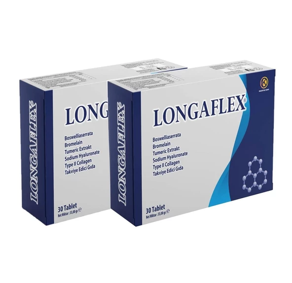 Longaflex Tip 2 Kolajen, Hyalüronik Asit, Bromelain, Bozwellia 30 Tablet - 2'li - Resim 3