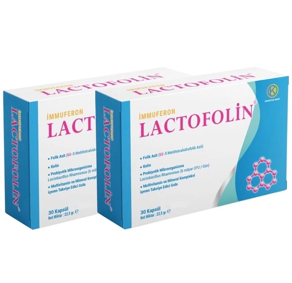 Lactofolin Folik Asit, Kolin, Probiyotik, Multivitamin 30 Kapsül - 2'li - 2