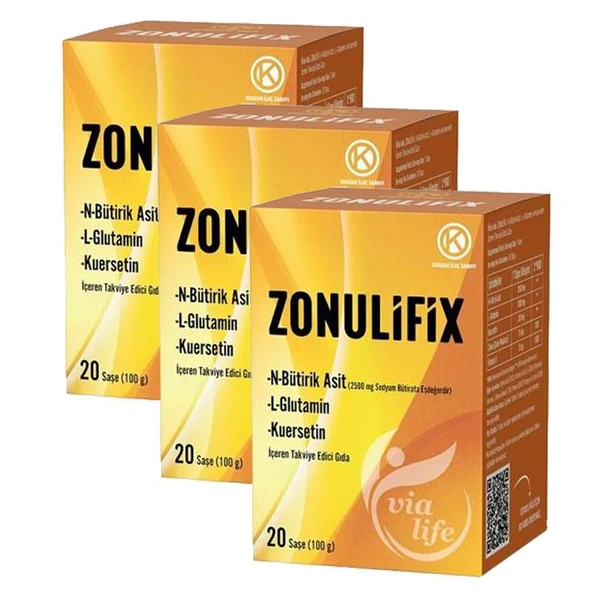 Zonulifix N-Bütirik Asit, L-Glutamin, Kuersetin 20 Şase - 3'lü