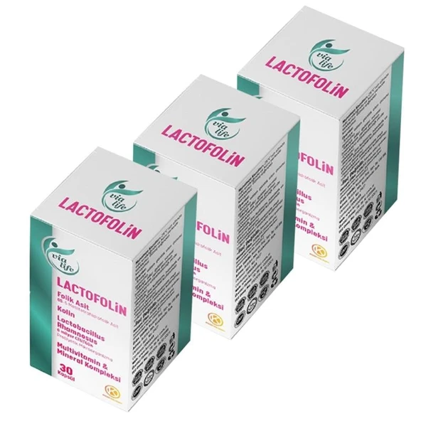 Lactofolin Folik Asit, Kolin, Probiyotik, Multivitamin 30 Kapsül - 3'lü ürün görseli