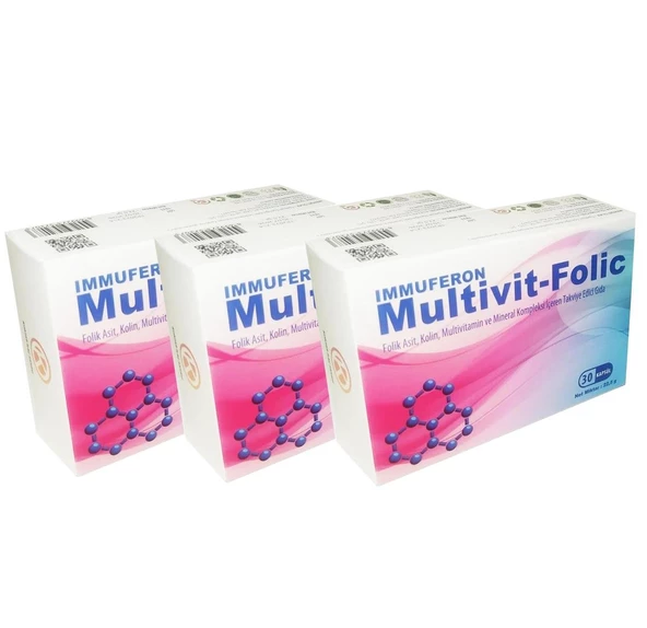 Multivit-Folic Folik asit, Kalsiyum, Magnezyum, Bor 30 Kapsül - 3'lü ürün görseli
