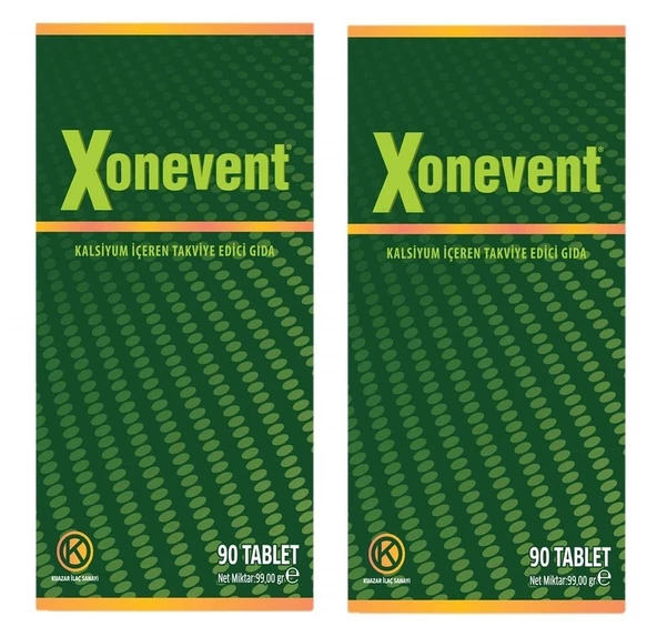 Xonevent Kalsiyum, Magneyum, D3, Lizin, Bor 90 Tablet - 2'li