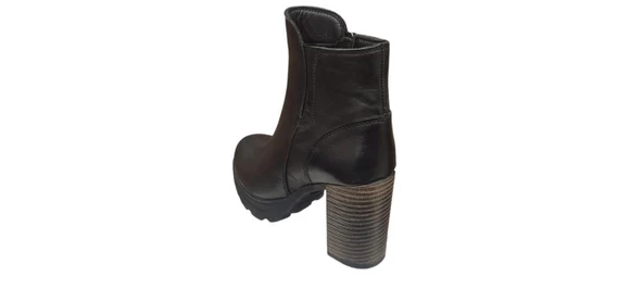 MAMMAMİA D24KB-4475 PLATFORM TOPUK KLASİK DERİ KADIN BOT - 5