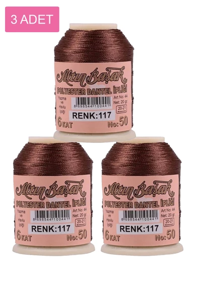 3 Adet Altınbaşak Oya ve Dantel İpi 20 gr -    - No: 117