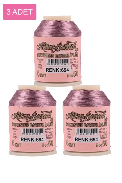 3 Adet Altınbaşak Oya ve Dantel İpi 20 gr -    - No: 694