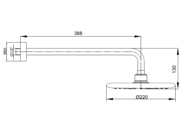 Ar Acuba Duş Başlığı Duvardan Borulu Mat Siyah 103545062 - 2