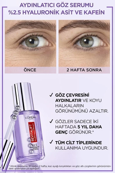 L'Oreal Paris Revitalift Filler %2.5 Saf Hyaluronik Asit Kırışıklık Karşıtı Serum- 20 ml - 2