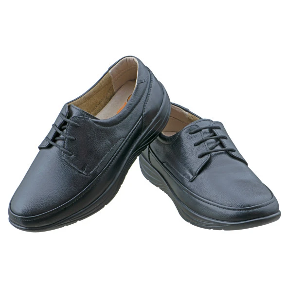 Siyah Yürüyüş Tabanlı Bağcıklı Erkek Ayakkabı