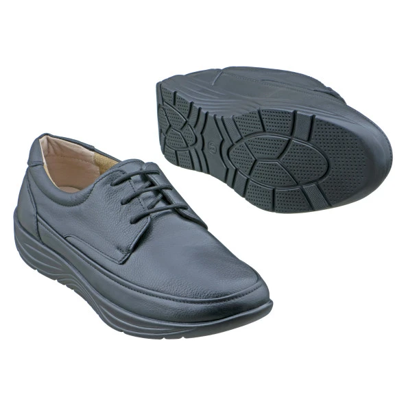 Siyah Yürüyüş Tabanlı Bağcıklı Erkek Ayakkabı - 2