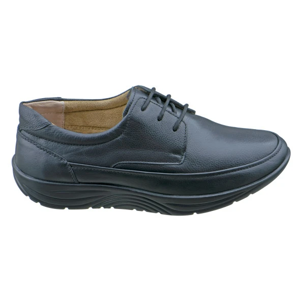 Siyah Yürüyüş Tabanlı Bağcıklı Erkek Ayakkabı - 3